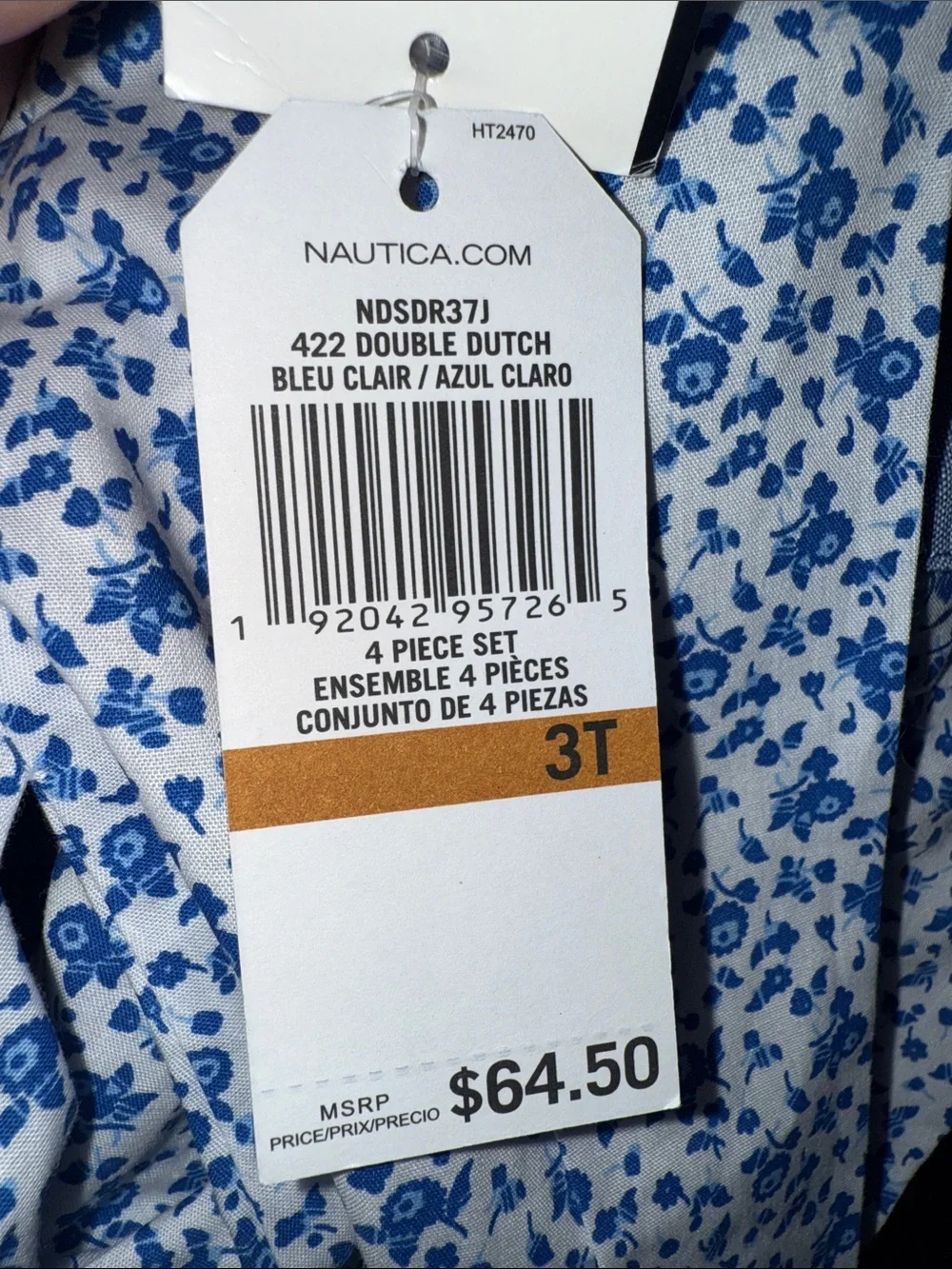 Nautica Boys Navy Floral Vest with Light Gray Bow Tie